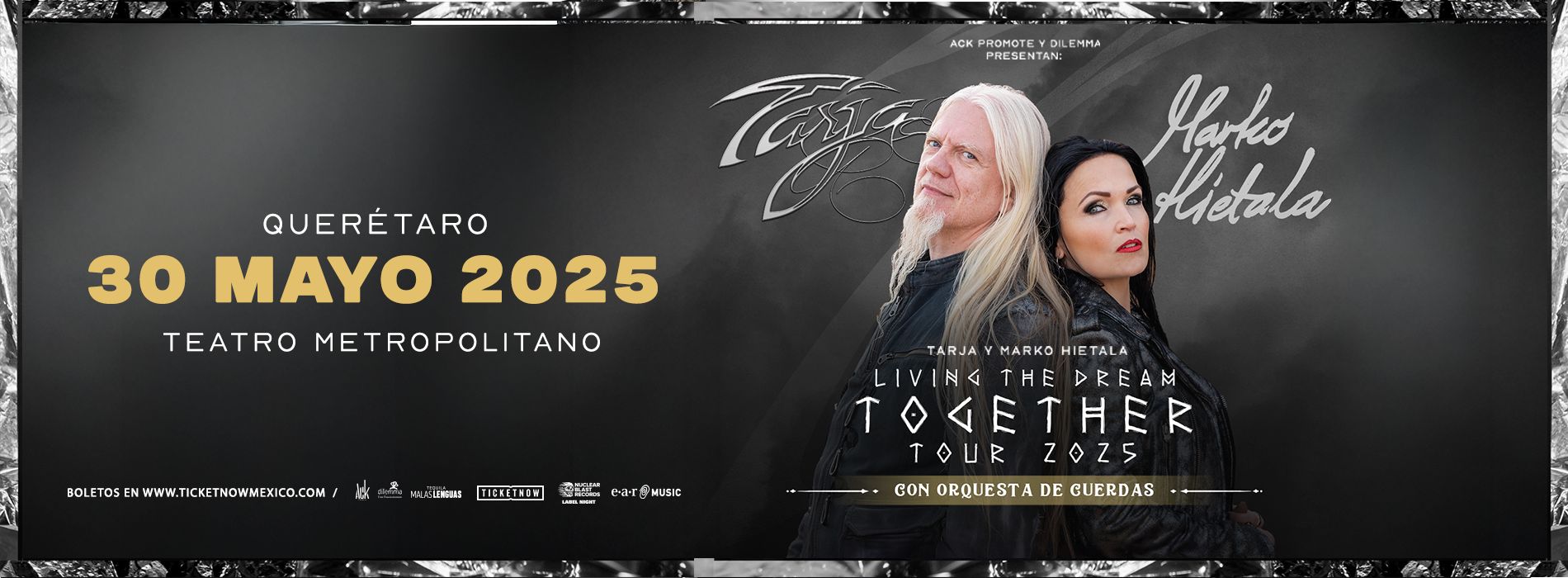 TARJA & MARKO HIETALA LIVING THE DREAM TOGETHER TOUR 2025 CON ORQUESTA DE CUERDAS: QUERÉTARO